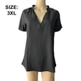 thumbnail image 2 of Dinheiro Camisas de mujer con cuello en V y manga corta de algodón, camisetas básicas, 2XL,, 2 of 7