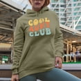 thumbnail image 2 of Cool Aunt Club, Auntie Themed, Groovy Retro Wavy Text Merch Gift, Sand Hooded Sweatshirt or Hoodie, Large, 2 of 5