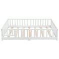 thumbnail image 4 of [Luckynote]Full Size Floor Bed with Door, Solid Wood Platform Bed Frame with Fence, Pine Wood, White, 4 of 5
