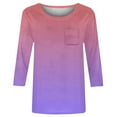 thumbnail image 4 of Yigetop Ladies Blouses 3/4 Length Sleeve Womens Tops Casual Loose Fit Crewneck T Shirts Cute Solid Three Quarter Length Tunic Tops Elbow Sleeve Tops Women Pink XL, 4 of 5