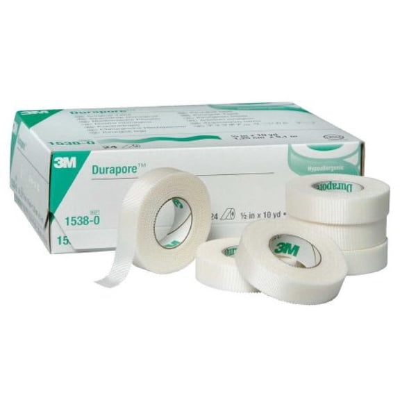3M Tape Durapore Silk-Like Fabric 1/2" X 10 Yds NonSterile (1538-0, Case)