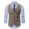 thumbnail image 2 of APEXFWDT Men's Casual Business Vests Lightweight Waistcoat Slim Fit Suit Vest Patchwork Formal Dress Waistcoat Vest with Pockets, 2 of 9