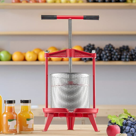 KFFKFF 3.69 Gal/14L Fruit Wine Press Stainless Steel Basket Wine Making Press Cider Apple Grape Crusher Juice Maker Tool