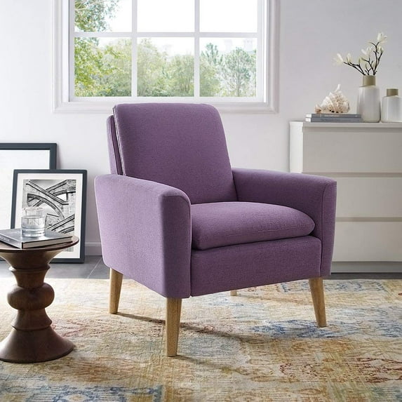 Dazone Modern Accent Fabric Chair Single Sofa Comfy Upholstered Arm Chair Living Room Furniture(Purple)