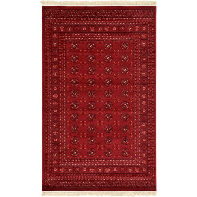 Unique Loom Tekke Over-Dyed Torkaman Area Rug 5' x 8' Rectangle Red/Burgundy