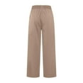 thumbnail image 6 of MIXUE Linen Pants Women Solid Color Wide Leg Drawstring Baggy Sweatpants High Waisted With Pockets Loose Yoga Trousers Womens Pants Daily-Wear,Brown,S, 6 of 6