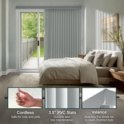 CHICOLOGY Large Vertical Blinds for Indoor Windows, Light Filtering PVC Slats, 78W X 84H, Easy Install, Privacy Shades for Sliding Glass Doors & Living Rooms, Oxford Gray