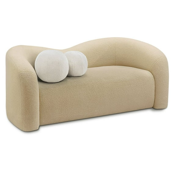 Meridian Furniture Kali Beige Faux Shearling Teddy Fabric Loveseat