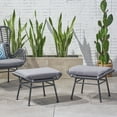 thumbnail image 2 of Cavelier Outdoor Wicker Ottomans with Cushion, Set of 2, Gray, Dark Gray, and Black, 2 of 7