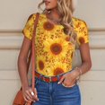 thumbnail image 6 of Fotbe Vintage Leopard Print Sunflower Women's Crew Neck Short Sleeves Bodysuit Tops Round Neck Slim Sleeveless Soft Comfortable Basic-Medium, 6 of 7