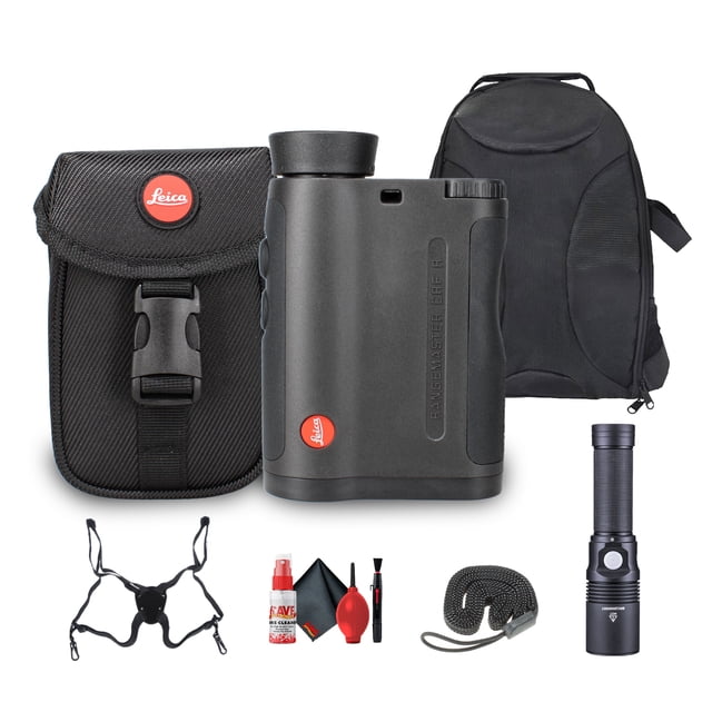 Leica 7x24 Rangemaster CRF-R Durable Compact Weather-Resistant Laser Rangefinder - Bundle
