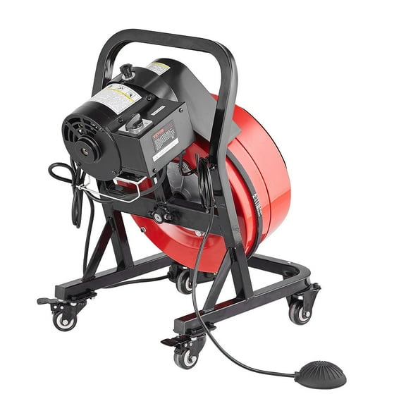 STAWAY Drain Cleaner Machine - Heavy Duty 50FT Manual Feed Snake Auger for Unclogging Pipes, Sinks & Toilets - Portable with 4 Cutters & GFCI Switch