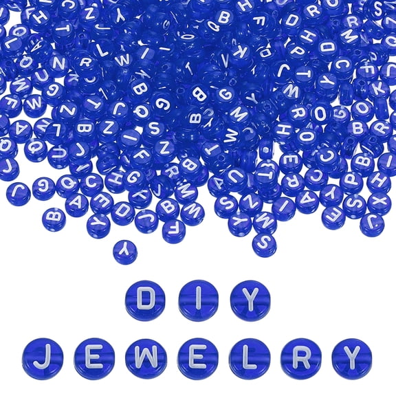 Uxcell 1000 Pcs Acrylic Alphabet Letter Beads Bracelet DIY Kit Supplies, Dark Blue