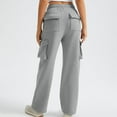 thumbnail image 6 of Women's New Straight Tube Solid Color Multi Pocket High Waisted Drawstring Work Pants, 6 of 8