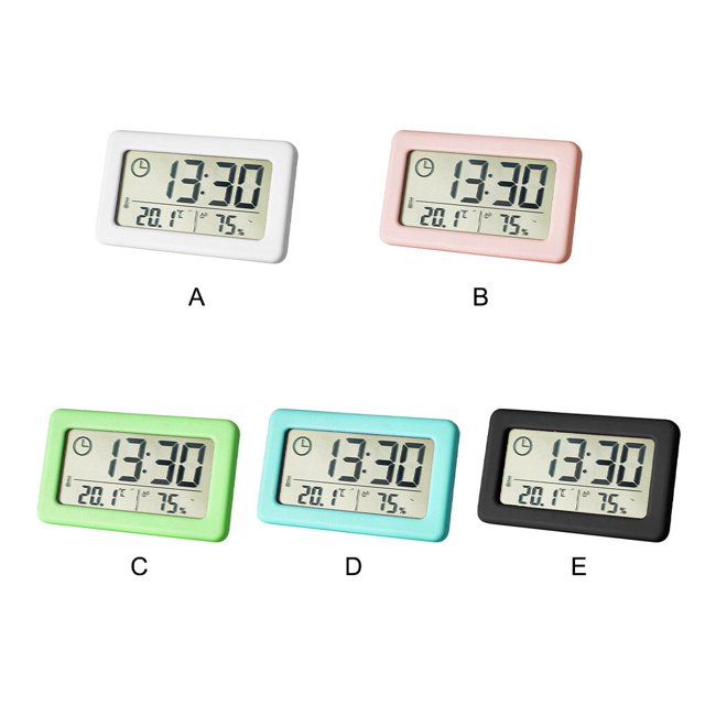fastboy Alarm Clock Temperature Humidity LCD Thermometer Portable Household Hygrometer Bedside Battery Operated Calendar Home Black