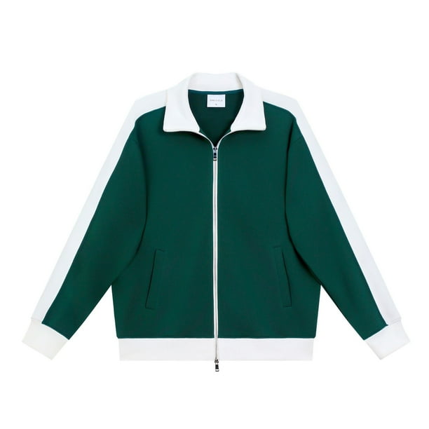 380g Heavyweight Cotton Color Block Double Zipper Stand Collar Sweatshirt for Men and Women