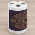 thumbnail image 1 of Mandala Ceramic Toothbrush Holder, Circular Mandala Design Eastern Old Fashioned Nature Inspired Traditional, Decorative Versatile Countertop for Bathroom, 4.5" X 2.7", Purple Earth Yellow, 1 of 4