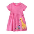 thumbnail image 2 of Gubotare Toddler Summer Dresses Toddler Little Baby Girl Dress Print Smocked Dress Short Sleeve Doll Collar Plaid Dresses 2T 3T (Hot Pink,2-3 Years), 2 of 8