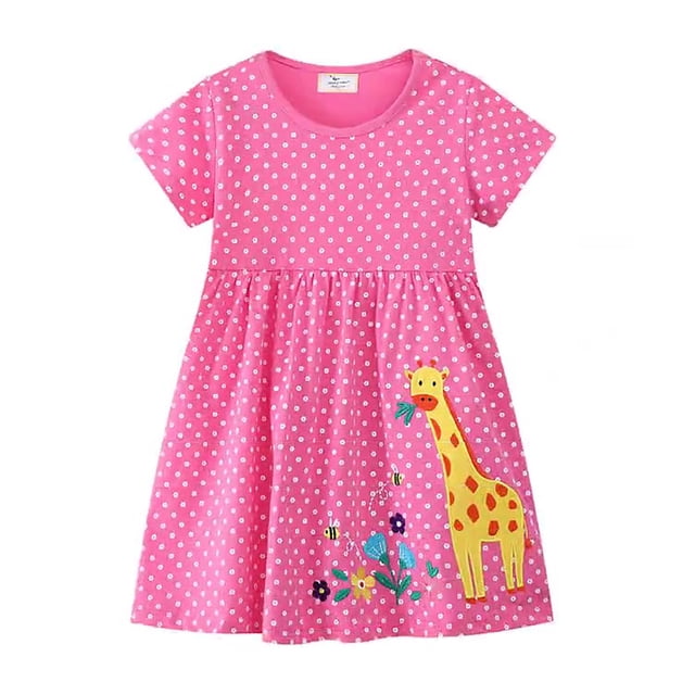 felwors Robes d'Été en Coton pour Filles à Manches Courtes Robe Décontractée pour Filles