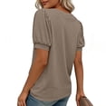 thumbnail image 7 of Enjoytime Dressy Tops for Women Solid Color V-Neck Pleated Base Blouse Short Sleeve Shirts Business Work Casual Shirts, 7 of 7