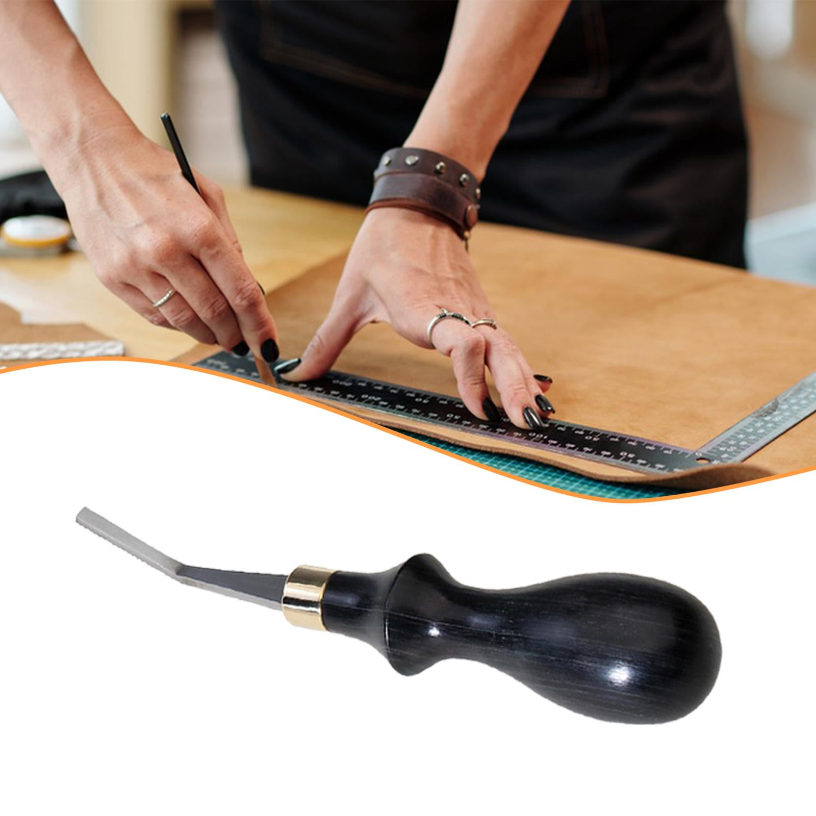 HILABEE Detail Rougher Leather Roughing Tool Polish File Tool Wooden Handle Ergonomic Edge Marking Crafted for Consistent Results Suitable for Leathercraft En 4mm