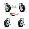 thumbnail image 2 of 6 Inch Rubber on Aluminum Caster Set with Roller Bearings 2 Swivel Lock 2 Brake, 2 of 2