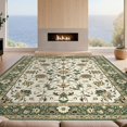 thumbnail image 2 of Design&I 6'x9' Washable Area Rug Sleek Flatweave Pet Friendly Boho Farmhouse Vintage Bouquet Ornate Emblems Bathroom Distressed for Queen Size Bedroom, Under Bed, 2 of 7
