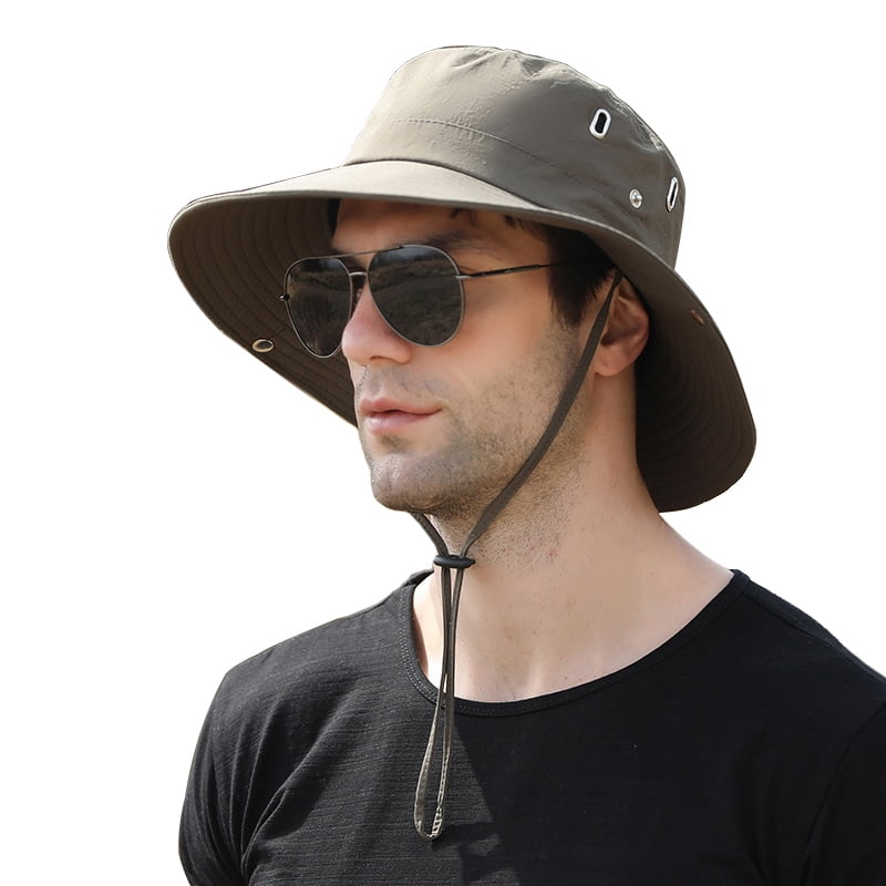 Buy Mens Sun Hat for Men and Women Fishing Hat Wide Brim Safari Hat  Waterproof Bucket Hats UV Protection Boonie Hat for Hiking Beach Garden,  Pure Grey, 6 7/8-7 7/8 at