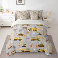 thumbnail image 2 of Homewish Excavator Bulldozer Print 7-Piece Twin Bedding Sets,Construction Vehicle Theme Bedding Comforter Set,Gray Yellow Sheet Sets For Kids,Microfiber Bedroom Decor Reversible, 2 of 8