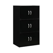 Hodedah 3-Shelf, 6-Door Multipurpose Bookcase, Black