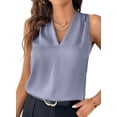 thumbnail image 1 of Camiseta sin mangas EVALESS Summer para mujer con cuello en V plisada Beau Blue M, 1 of 5