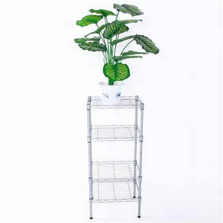 

MINKUROW XM-207S Rectangle Carbon Steel Metal Assembly 4-Shelf Storage Rack Silver Gray