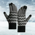 thumbnail image 3 of Men's Cold Proof Warm Gloves, Plush Lined Knit Gloves with Touchscreen Fingers, Split Finger Design Winter Gloves, Windproof Thermal Gloves for Outdoor Grey, 3 of 5