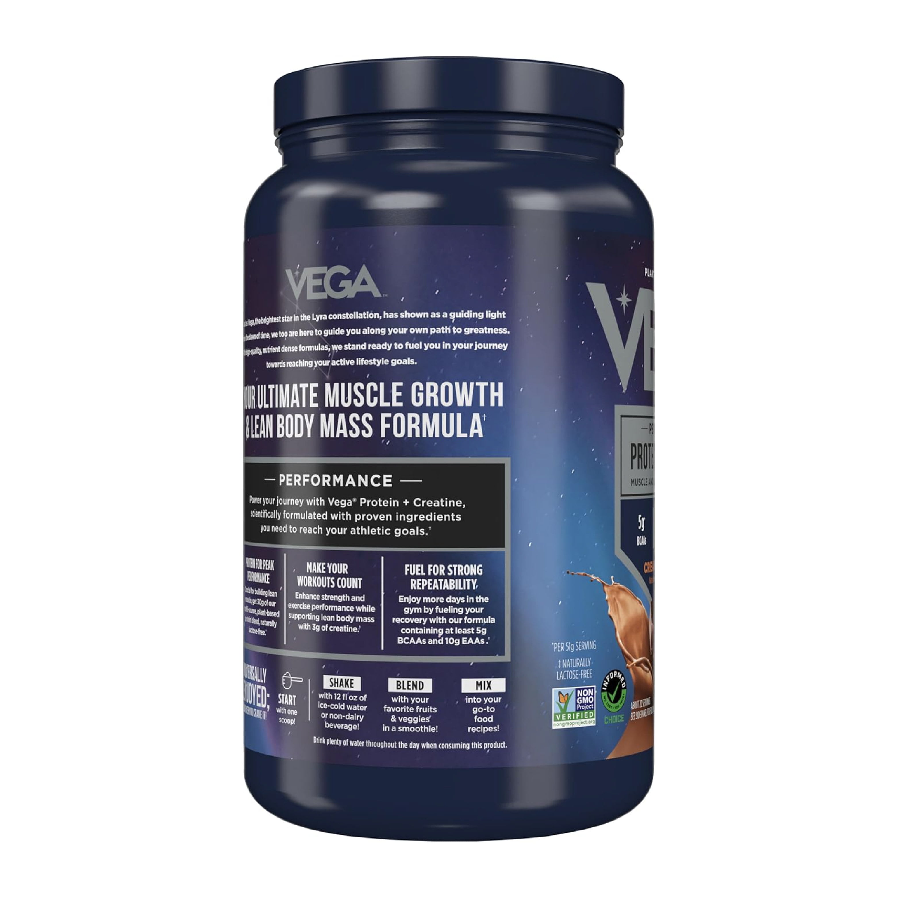 Vega Protein Powder + Creatine Monohydrate, Chocolate, 20 Servings, 36oz