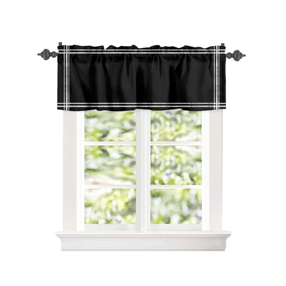 Window Valance for Kitchen,Black Background Rod Pocket Curtain Valances Short Curtains Drapes Panel,Simple Art Window Treatment Topper for Bedroom,54x18IN