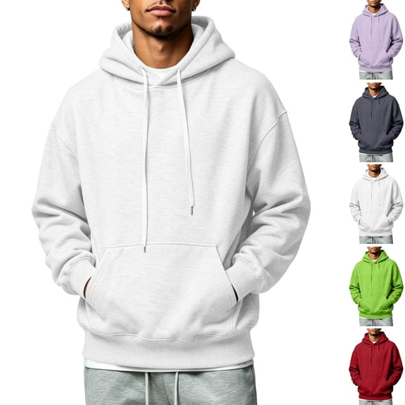 HAJWOH Mens Hoodies Fall Sweatshirt Hooded Collar Drawstring Pullover With Pockets