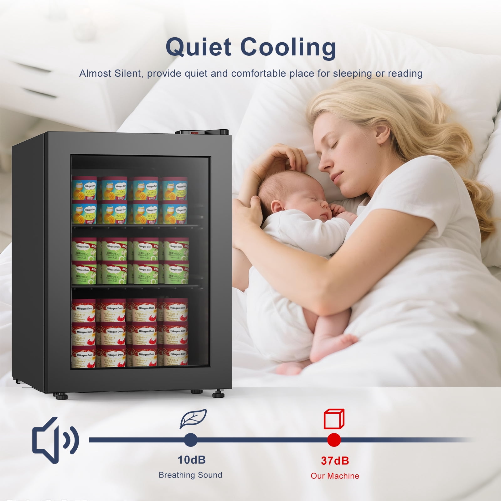 Northair 2.1 Cu ft Compact Mini Display Glass Door Freezer for Home and Commercial
