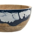 thumbnail image 3 of Foreside Home and Garden Blue White Marbled Resin and Wood Bowl, 3 of 5
