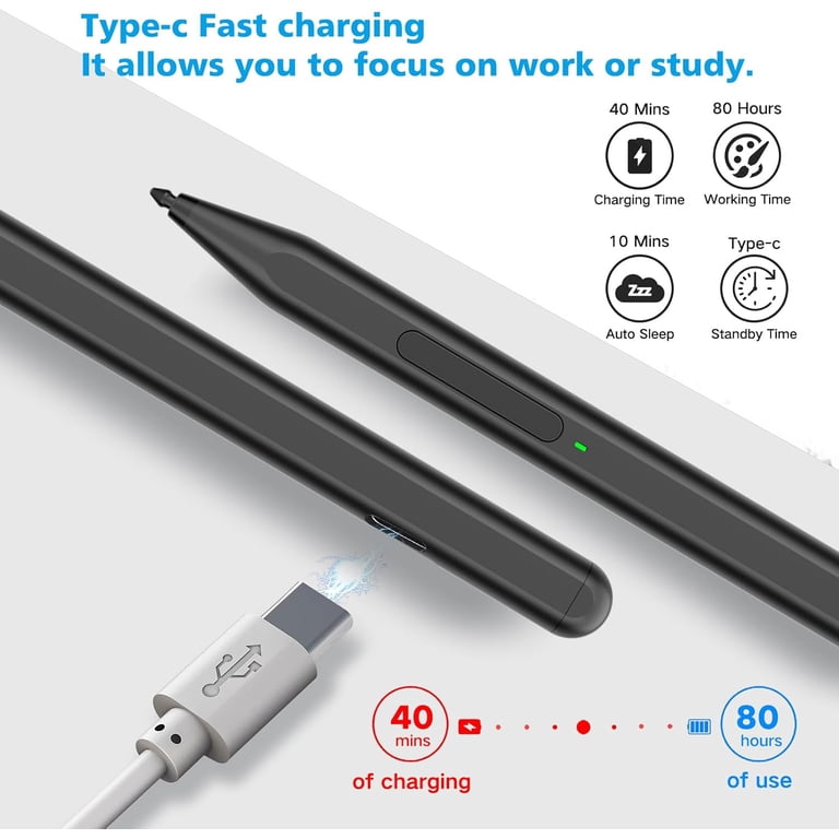 Surface Pen 1776 Compatibile Con Surface Pro 10/9/8/7/6/5, Go, Book, Laptop E Studio – Nero Carbone
