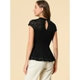 thumbnail image 5 of DARING DIVA Lace Floral Crochet Sleeveless Peplum Blouse XL Black, 5 of 6