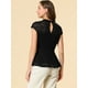 thumbnail image 5 of INSPIRE CHIC Blusa De Encaje Rojo Con Mangas Casquillo Y Cuello Simulado De Crochet Floral Para Mujer Negro S, 5 of 6