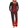 thumbnail image 1 of Puntoco Pijamas para mujer, conjunto de pijamas con estampado navideño, cuello redondo, bolsillo, pantalones y ropa para el hogar, 1 of 5