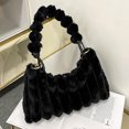 thumbnail image 3 of Bolso bandolera mullido para mujer, bolso de hombro suave y único para otoño invierno (negro), 3 of 6