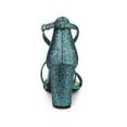 thumbnail image 3 of BLISSFUL STEP Women's Shoes Glitter Crisscross Strap Block Heel Sandals Green 10, 3 of 8