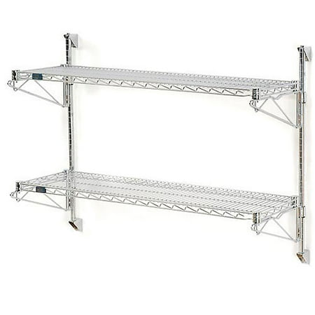Nexel Poly-Green Adjustable Wall Mount Wire Shelving 2 Shelf Starter 42 Wx14 D