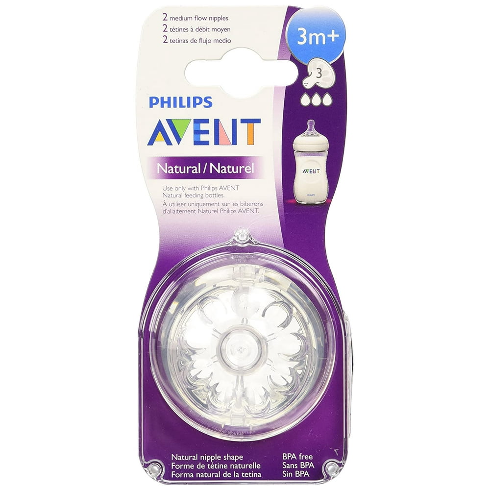 Philips Avent Natural Baby Bottle Nipple Medium Flow Nipple 3M 2pk 
