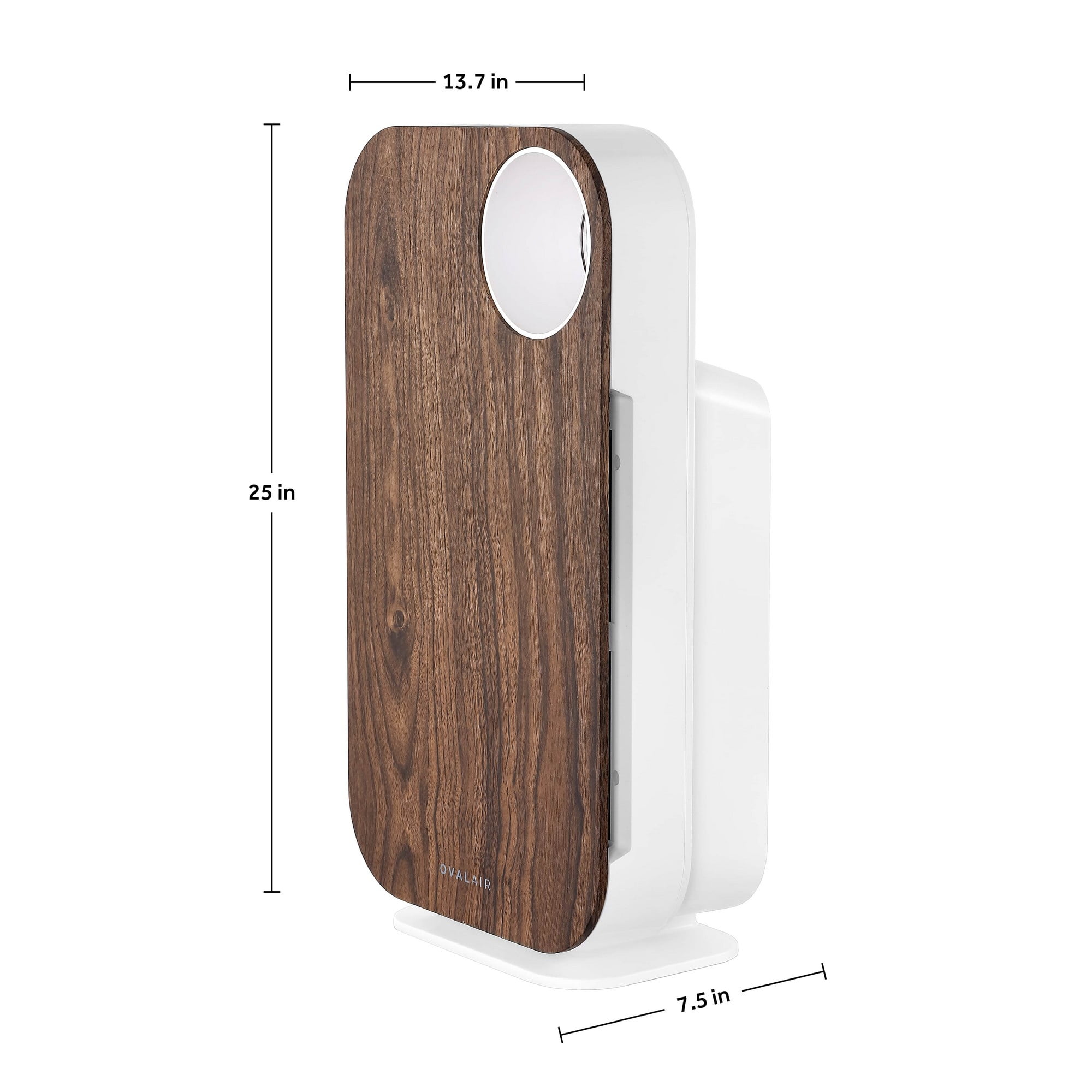 OVAL AIR 3-Stage H13 True HEPA 5-in-1 Air Purifier for Rooms up to 600 sq. ft. reduces Allergies, Asthma, Pets, Odor, Smoke, Dark Wood, AIR1000D