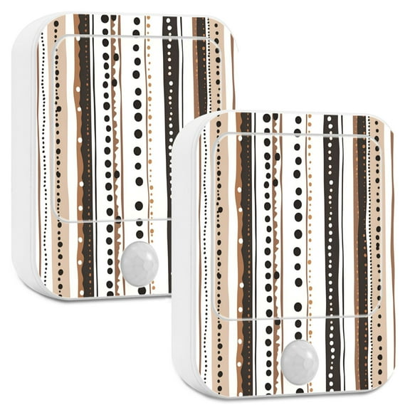 Yayeee 2-Pack Plug in LED Night Lights with Light Sensors Motion Detectors, Brown Abstract Stripes