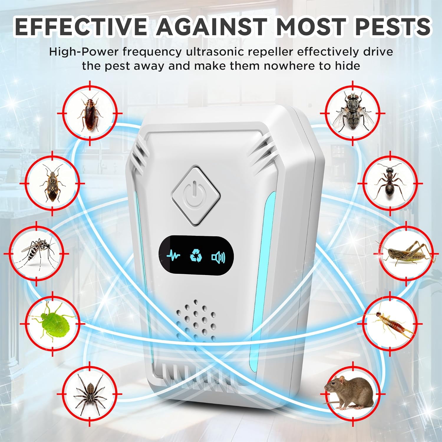 2026 Upgraded Ultrasonic Pest Repeller Indoor, 6 Packs Plug-in Pest Deterrent Device for Mice, Rats, Roaches, Ants, Spiders & Insects, Electronic Home Pest Control Device with 3 Working Modes