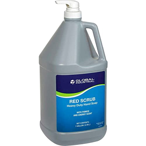 Global Industrial Red Scrub Heavy Duty Hand Cleaner, Cherry Scent, Gallon Pump Bottle, 4/Case